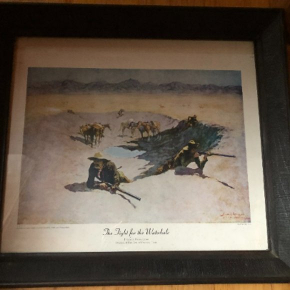 The Fight For The Waterhole Fredrick Remington Framed Lithograph